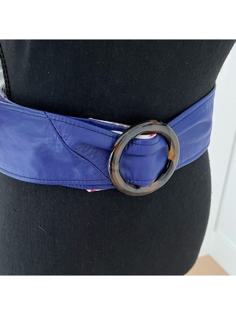 URBAN RENEWAL Faux Leather Purple Adjustable Belt Round Buckle Retro 80's Look